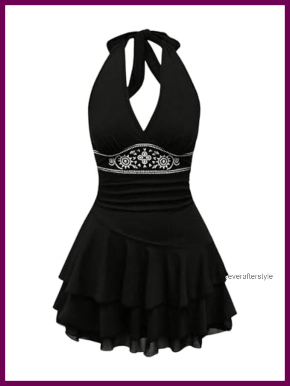 Women's Summer Mini Dress Halter V-Neck Tie Backless Ruffle A-Line Sleeveless